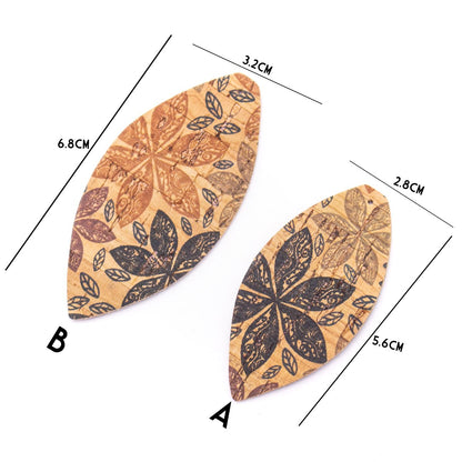 10Pcs Leaf-shaped Double-sided printing cork fabric suitable for any jewelry DIY D-3-462