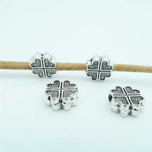 20 Pcs for 3mm round leather Antique Silver Clover beads with draw jewelry supplies jewelry finding D-5-3-18