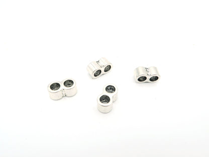 20 Pcs for 5mm round leather Antique Silver 2 Stand bead , jewelry supplies jewelry finding D-5-5-34
