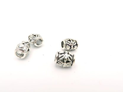 20 Pcs for 5mm round leather Antique Silver Flower bead jewelry supplies jewelry finding D-5-5-5