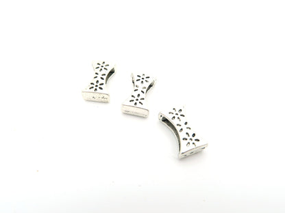20 Pcs For 10mm flat leather,Antique Silver Flower slide  jewelry supplies jewelry finding D-1-10-8