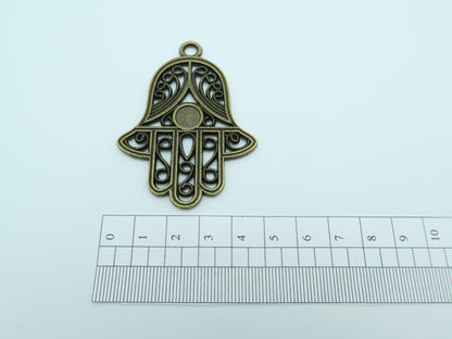 Pendentifs main de Fatima en laiton Antique, 10 pièces, fournitures de bijoux, recherche de bijoux D-3-11