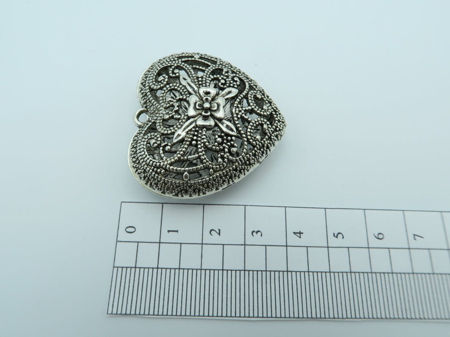 5 unités pendentifs coeur pour collier, argent antique, découvertes de bijoux et composants D-3-14