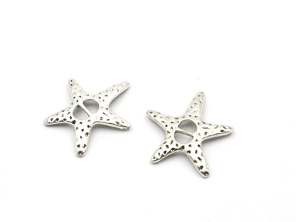 10 Pcs For 5mm flat leather,Antique Silver Sea star jewelry supplies jewelry finding D-1-5-12