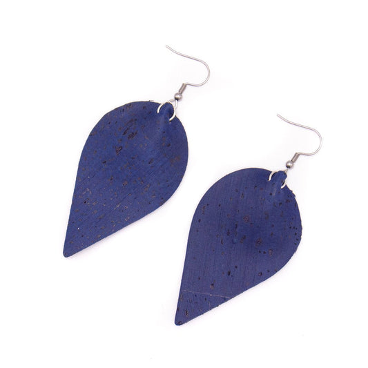 dark blue cork fabric  Shapes for Earrings, Original handmade ladies earrings-ER-119-B