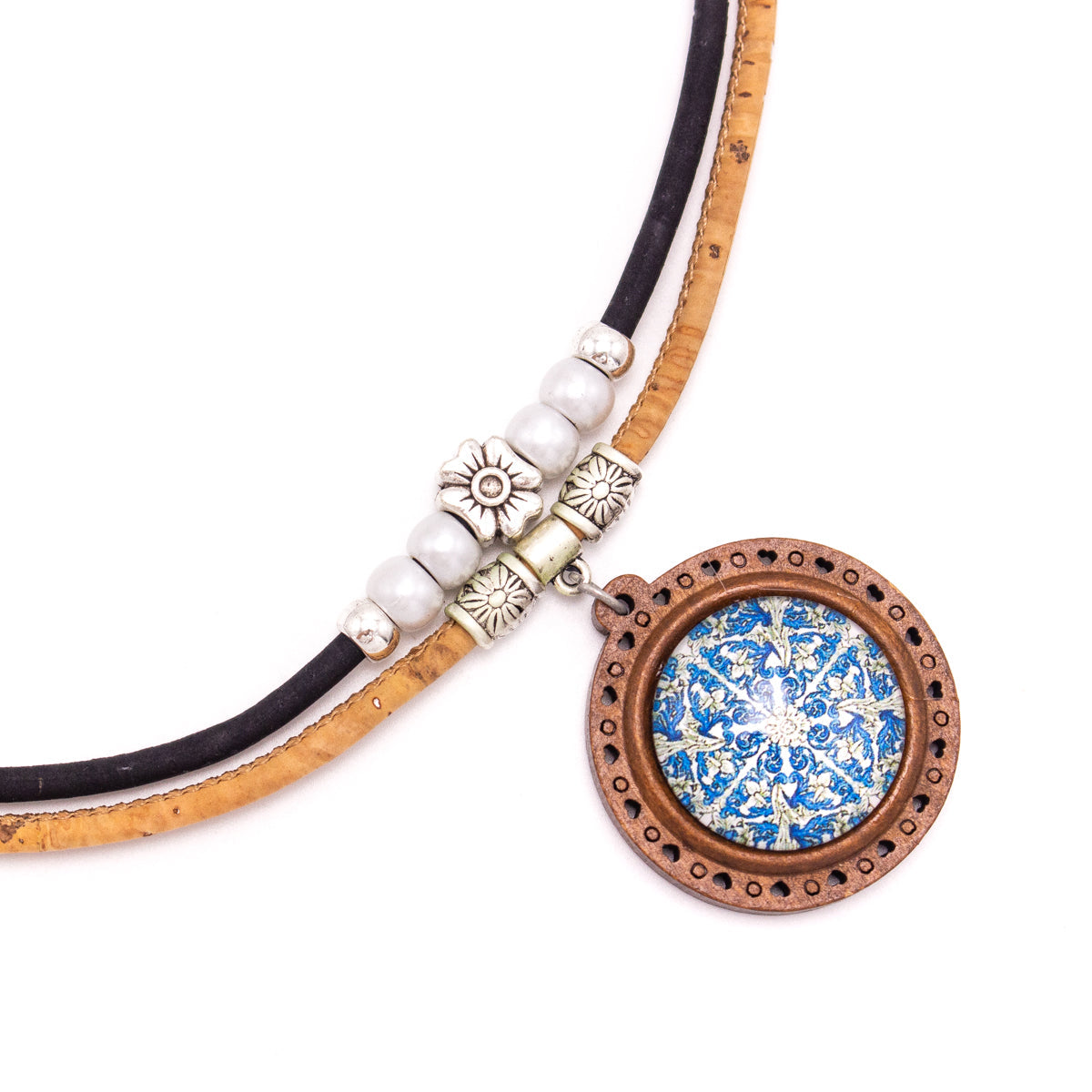 collier fait main pendentif motif carreaux de céramique N-205-A-5