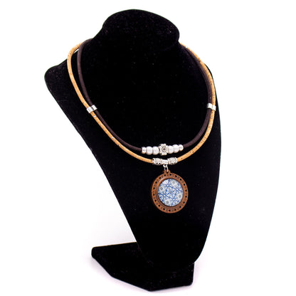 collier fait main pendentif motif carreaux de céramique N-205-B-5