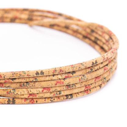 10 meters of Flower Pattern 5mm Round Cork Cord COR-449