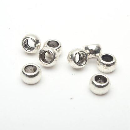 100 pièces de perles métalliques de 2mm pour cordon rond de 2mm et 3mm, en Zamak, bijoux en argent Antique, composants de résultats D-5-3-25