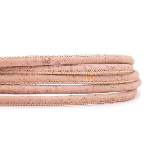 10 meters of Baby Pink 5mm Round Natural Cork Cord COR-435