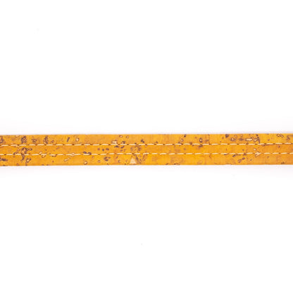 10 mètres de cordon de liège plat naturel avec jaune de 10 mm COR-413 