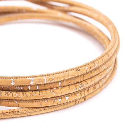 10 meters Silver with natural 6mm round cork cord COR-422