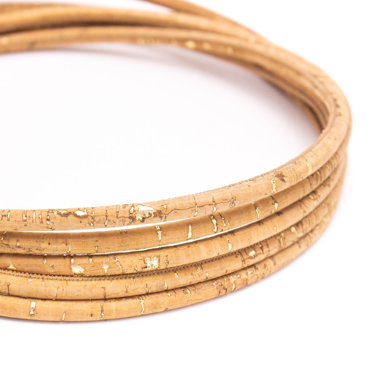 10 meters of Golden w/ Natural 8mm Round Cork Cord COR-423