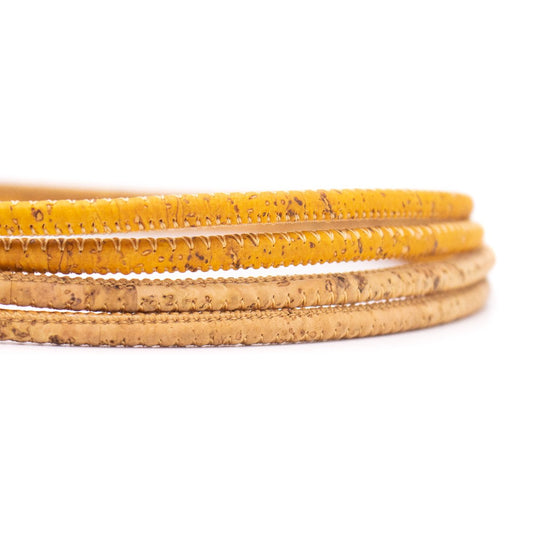 10 meters of Yellow Mix Natural 5mm Round Cork Cord COR-412