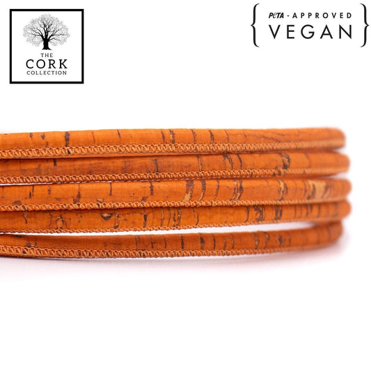 10 meters of Orange 5mm Round Natural Cork Cord COR-443