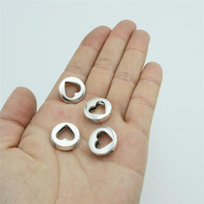 10 Pcs for 10mm flat leather, Antique silver love heart slider, jewelry supplies jewelry finding D-1-10-134