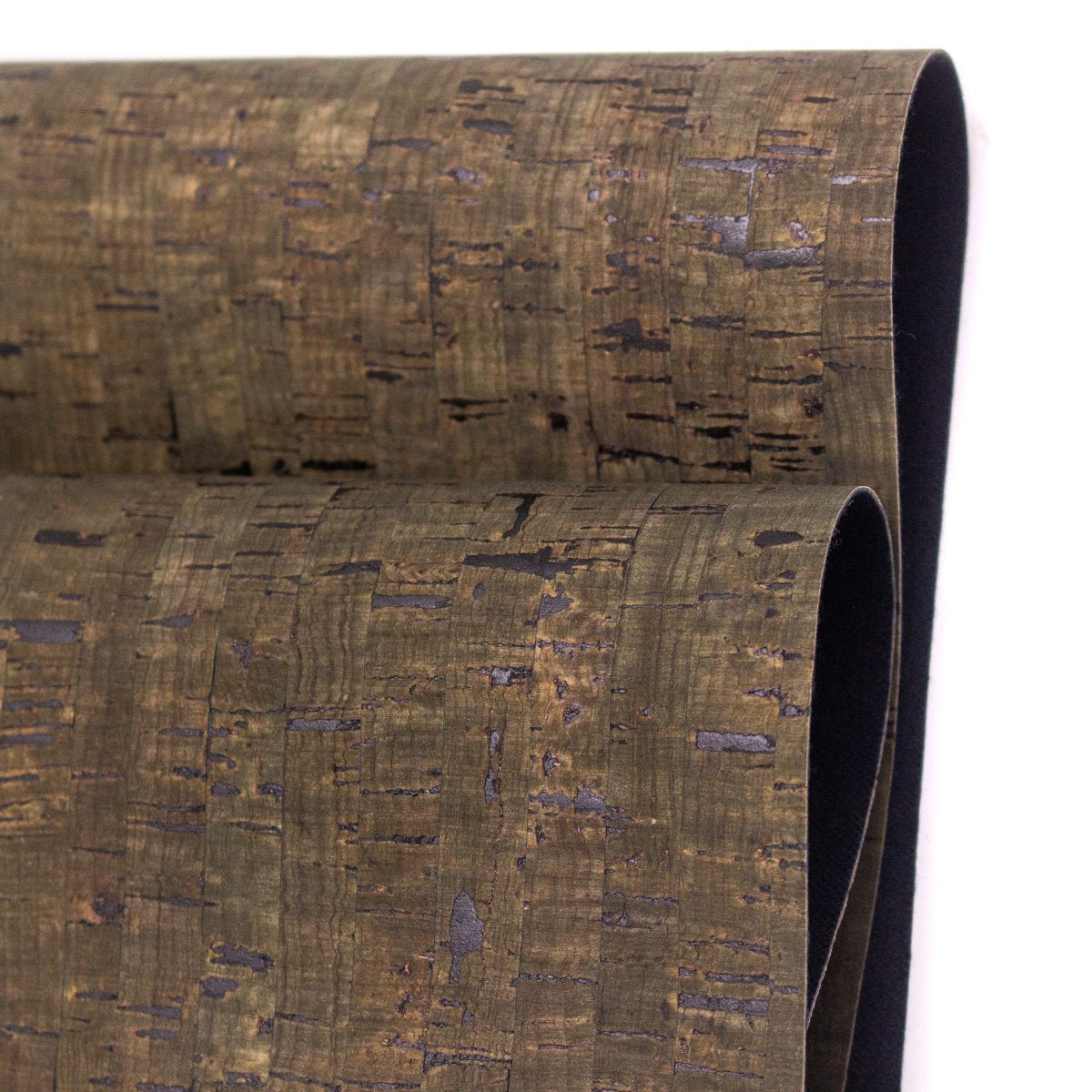 Dark Green Textile Sheet Portuguese Cork Fabric - Agglomerate Black COF-352