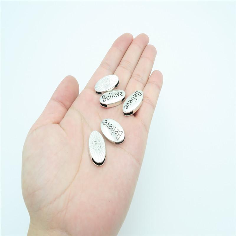10 Pcs For 10mm flat leather,Antique Silver ‘Belive' bead jewelry supplies jewelry finding D-1-10-17