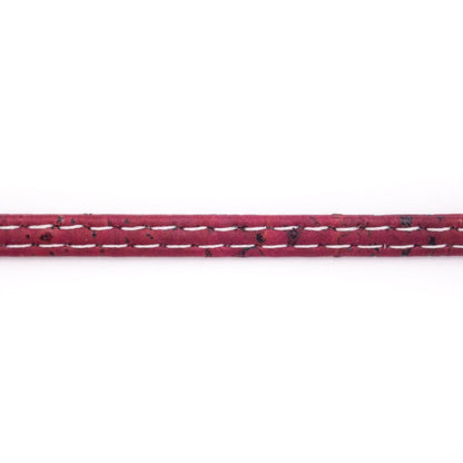 10 mètres de cordon plat en liège naturel rouge vin 5 mm COR-518