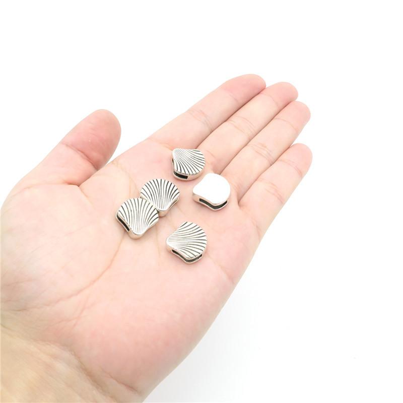 10 Pcs For 10mm flat leather,Antique Silver Shell beads jewelry supplies jewelry finding D-1-10-38