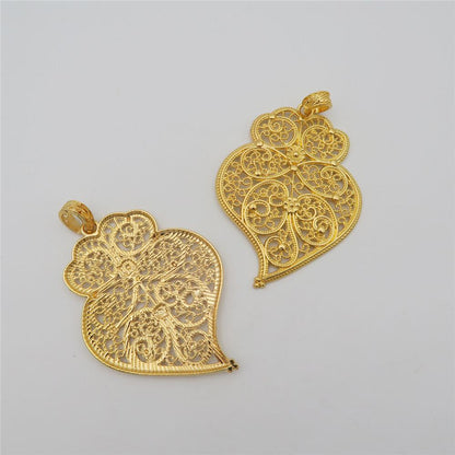 5 units antique gold color Viana heart Portuguese heart Necklace pendant charms jewelry finding suppliers D-3-75