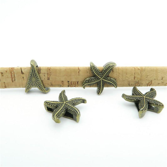 10 pièces pour cuir plat de 10mm, fournitures de bijoux en forme d'étoile de mer en Bronze Antique, recherche de bijoux D-1-10-21