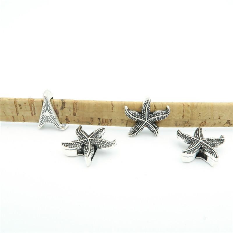 10 Pcs For 10mm flat leather,Antique Silver Sea star jewelry supplies jewelry finding D-1-10-22