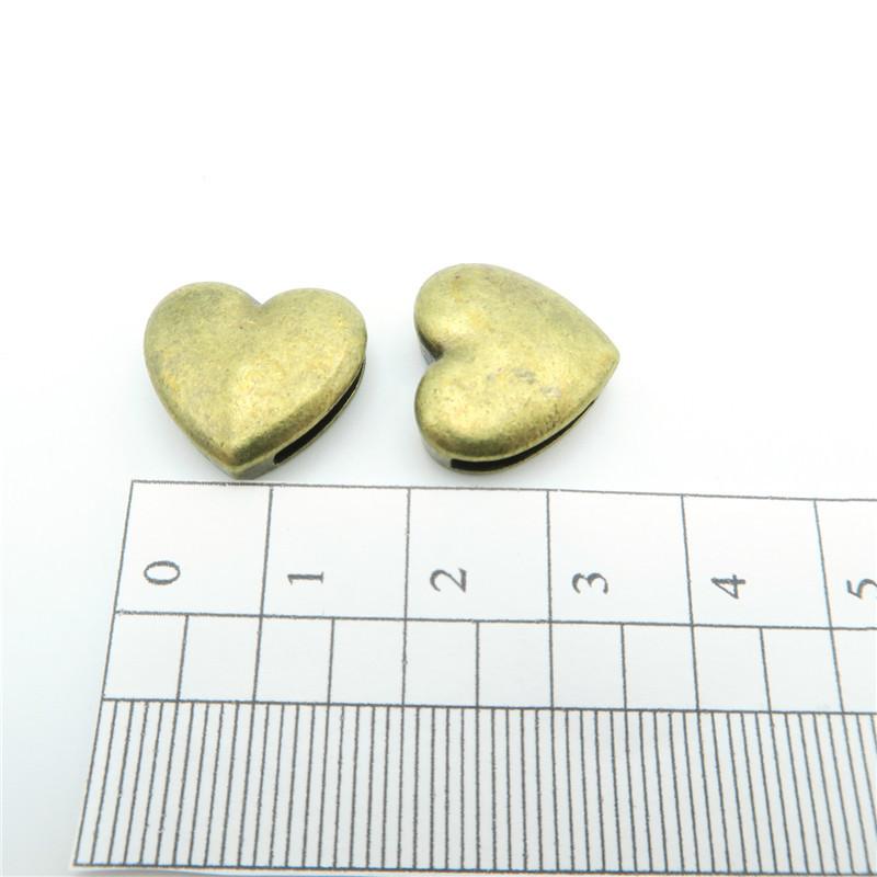 10 pièces pour cuir plat de 10mm, fournitures de bijoux en perles d'amour en Bronze Antique, recherche de bijoux D-1-10-19