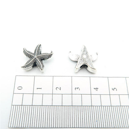 10 pièces pour cuir plat de 10mm, fournitures de bijoux en forme d'étoile de mer en argent Antique, recherche de bijoux D-1-10-22