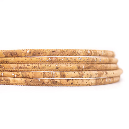10meters Wood grain mixed natural 5mm round cork cord   COR-536