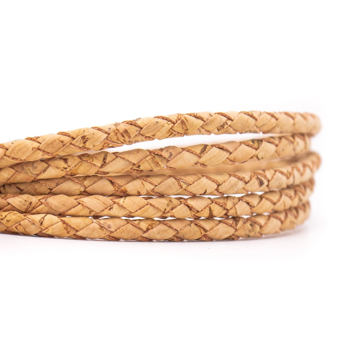 10 meters of Braided 5mm Round Natural Cork Cord COR-545