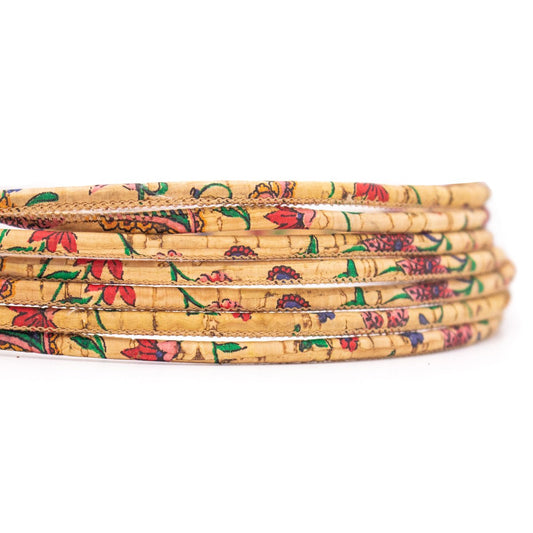 10 meters of Flower Pattern 3mm Round Cork Cord COR-544
