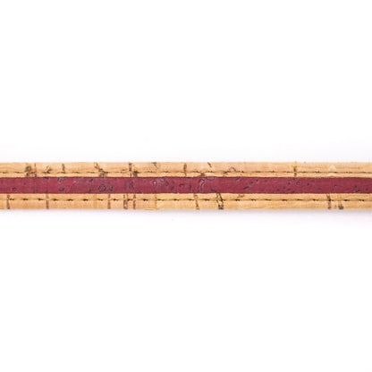 10 meters of Rustik Natural w/ Red Wine 10mm Flat Cork Cord Cor-203
