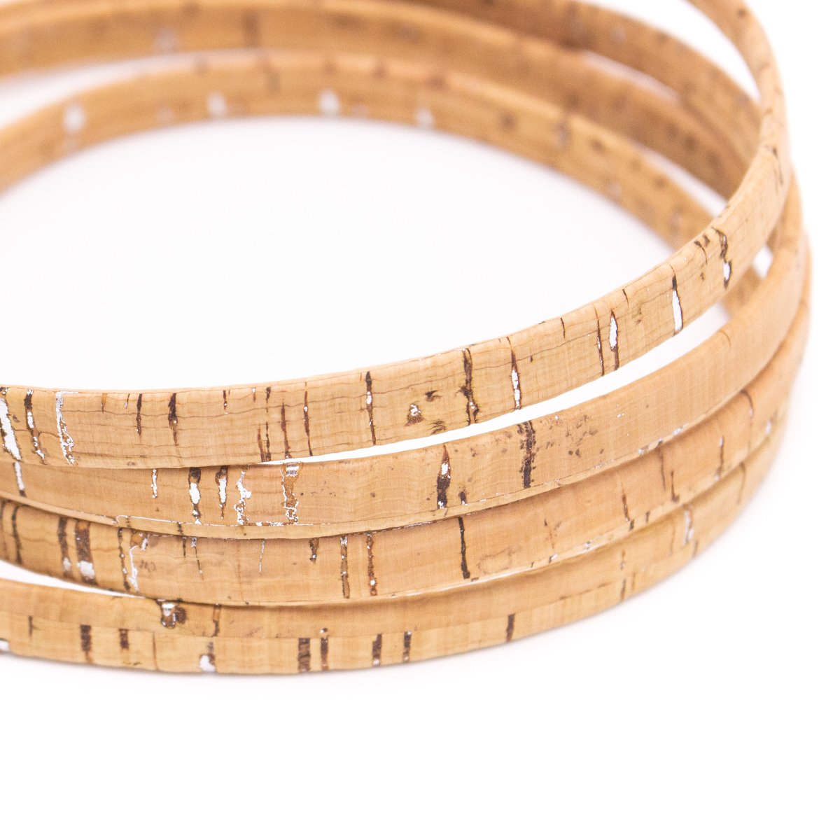 10 meters of Natural w/ Sliver 10mm Flat Cork Cord Cor-200