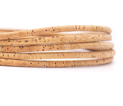 10meter 5mm Natural with Silver Round Cork Cord COR-317