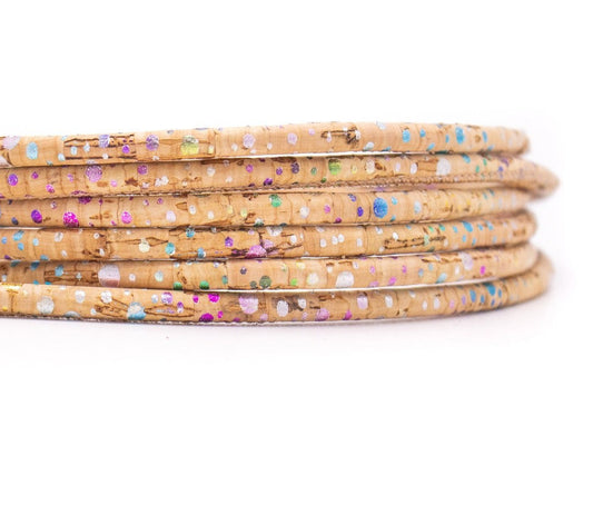 10 meters of 5mm Splash of Colours Round Cork Cord COR-331