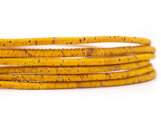 10 meters of Yellow 3mm Round Cork Cord COR-358