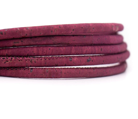 10 meters of 5mm Wine Red Round Cork Cord COR-364