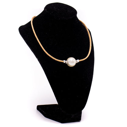 Natural  cork Original Pearl beads handmade women cork necklace N-301-B-10