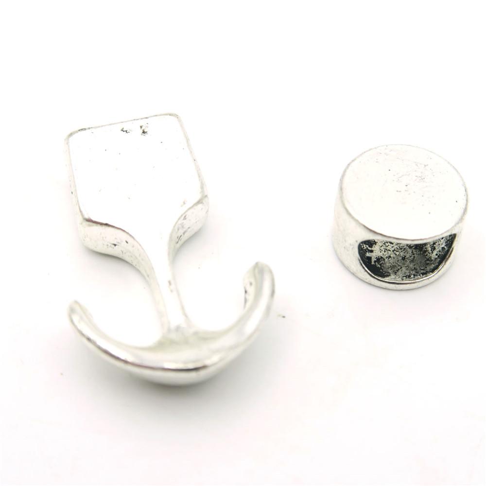 Fermoir à crochet symbole de paix 10 pièces pour cuir de 5mm, argent Antique, fourniture de bijoux D-6-104
