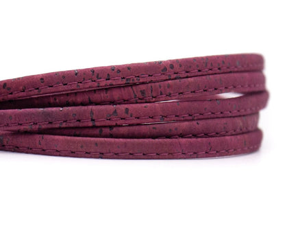 10 meters of 5mm Flat Wine Red Natural Cork Cord COR-359