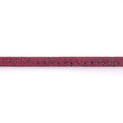 10 mètres de cordon plat en liège naturel rouge vin, 5 mm, COR-359 