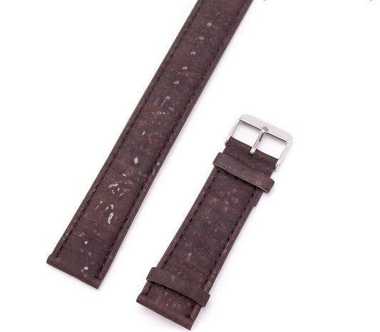 Dark Brown Watch Strap w/ PU Leather Handmade Vegan High Quality E-010