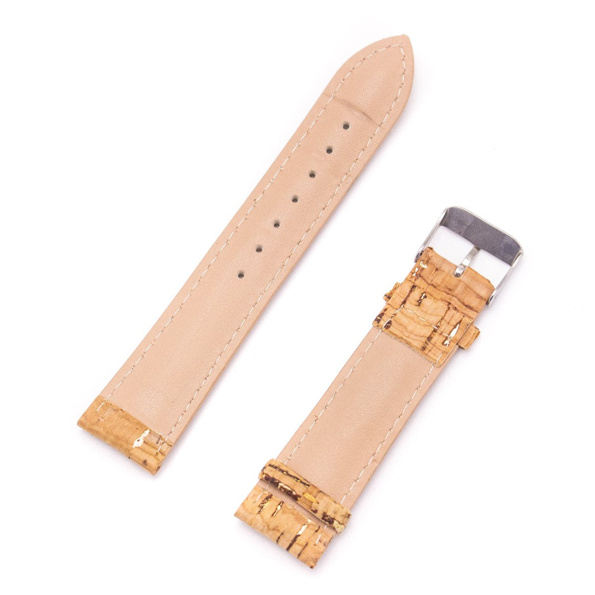 Natural Cork w/ Gold Watch Strap Rustic Cork w/ PU Leather Handmade Vegan High Quality E-005