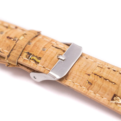 Natural Cork w/ Gold Watch Strap Rustic Cork w/ PU Leather Handmade Vegan High Quality E-005