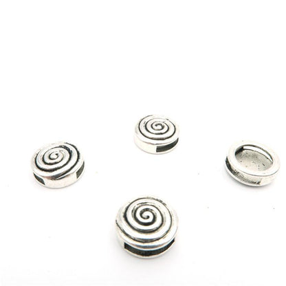 10 pièces pour cuir plat de 10mm, fournitures de bijoux en spirale ronde en argent Antique, recherche de bijoux D-1-10-52
