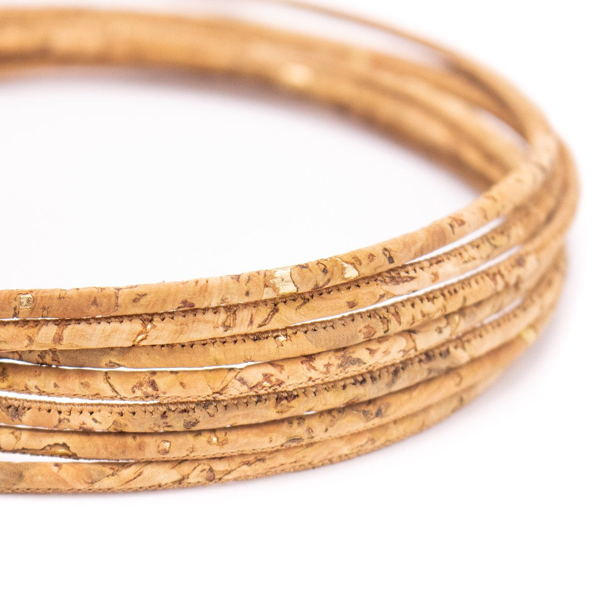 10 meters Natural & Gold 3mm Cork Cord COR-569