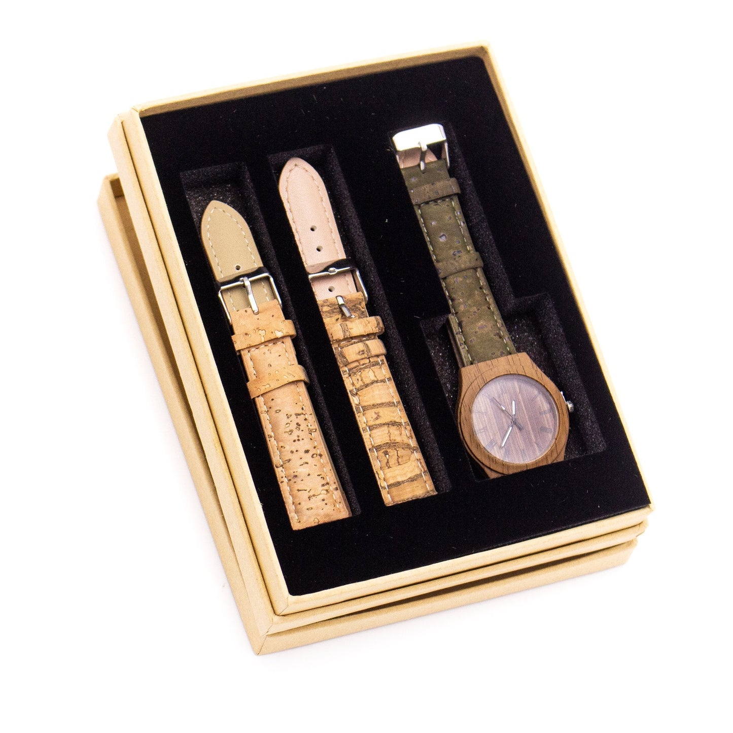 18mm Natural/strip/green colour cork strap watch for women watch WA-085-BOX-2