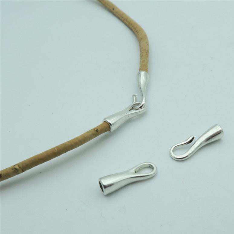 Fermoir à crochet pour fermoirs en cuir de 3mm, 10 pièces, fourniture de bijoux antiques en argent D-6-109