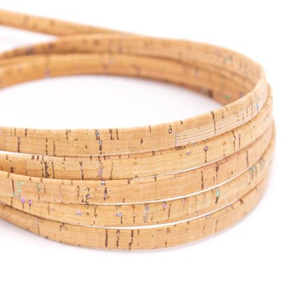 10 meters of Natural w/ Colorful 10mm Flat Cork Cord COR-572